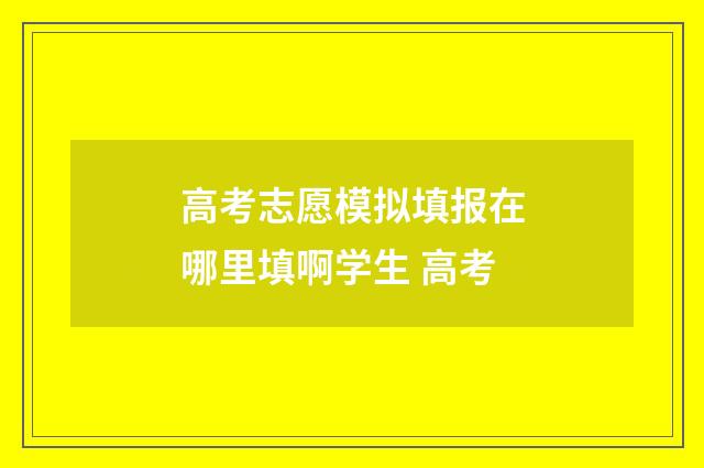 高考志愿模拟填报在哪里填啊学生 高考