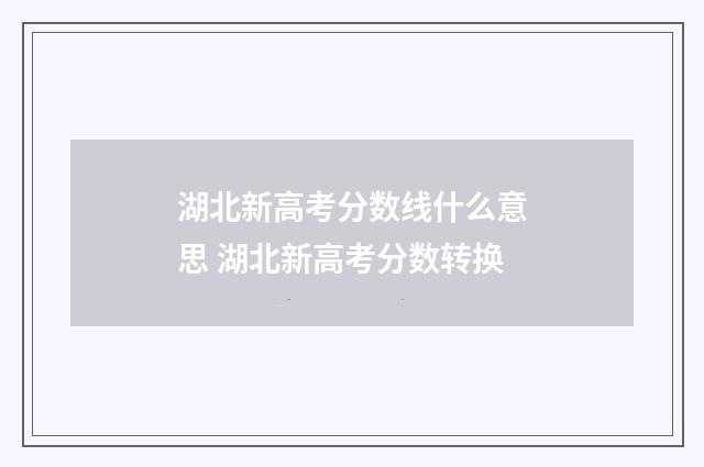 湖北新高考分数线什么意思 湖北新高考分数转换