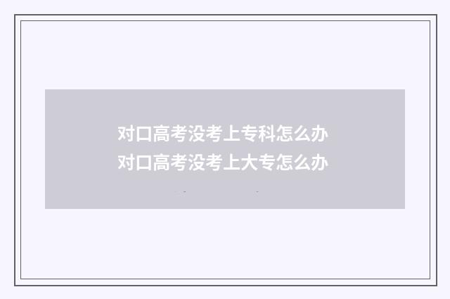 对口高考没考上专科怎么办 对口高考没考上大专怎么办