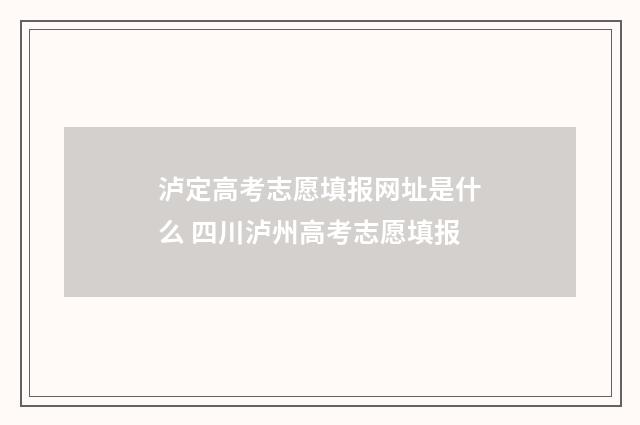 泸定高考志愿填报网址是什么 四川泸州高考志愿填报