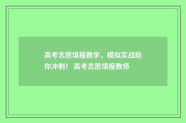 高考志愿填报教学,模拟实战助你冲刺! 高考志愿填报教师