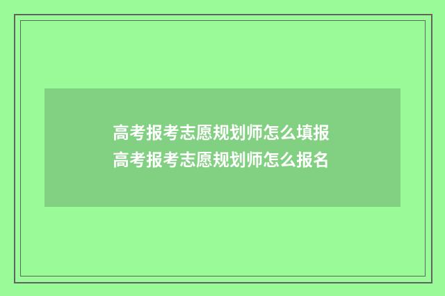 高考报考志愿规划师怎么填报 高考报考志愿规划师怎么报名