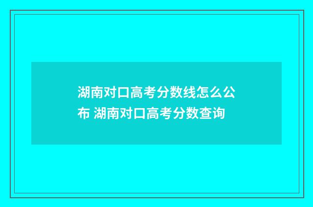 湖南对口高考分数线怎么公布 湖南对口高考分数查询