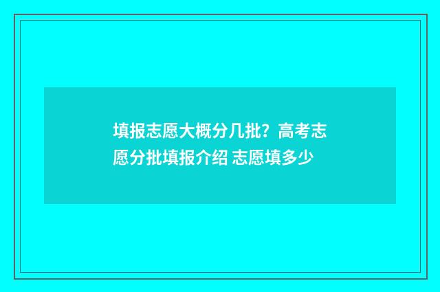 填报志愿大概分几批？高考志愿分批填报介绍 志愿填多少
