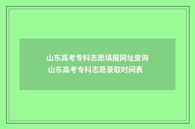 山东高考专科志愿填报网址查询 山东高考专科志愿录取时间表