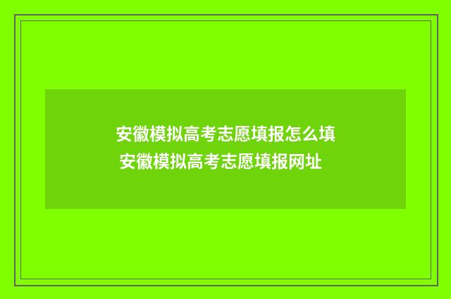 安徽模拟高考志愿填报怎么填 安徽模拟高考志愿填报网址