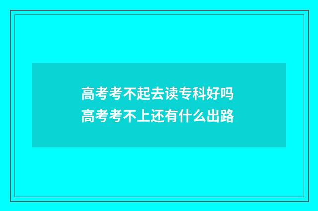 高考考不起去读专科好吗 高考考不上还有什么出路