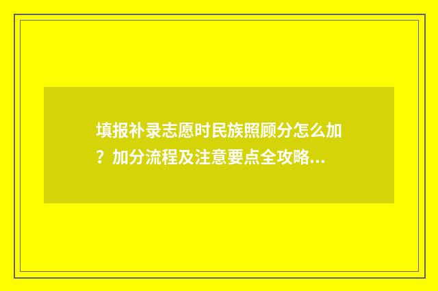 填报补录志愿时民族照顾分怎么加？加分流程及注意要点全攻略 补录志愿咋填