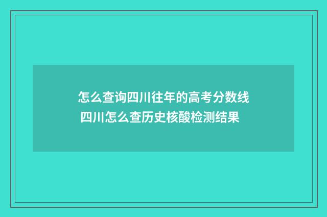 怎么查询四川往年的高考分数线 四川怎么查历史核酸检测结果