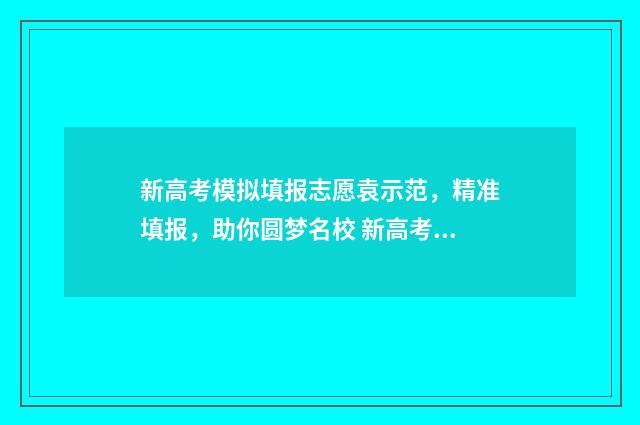 新高考模拟填报志愿袁示范,精准填报,助你圆梦名校 新高考模拟填报志愿流程