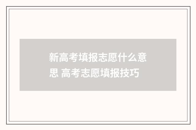 新高考填报志愿什么意思 高考志愿填报技巧
