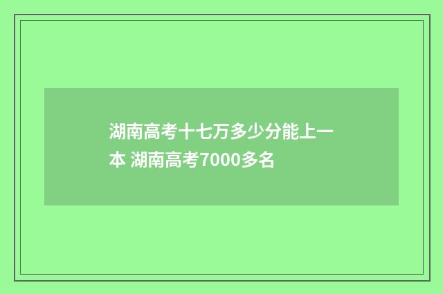 湖南高考十七万多少分能上一本 湖南高考7000多名
