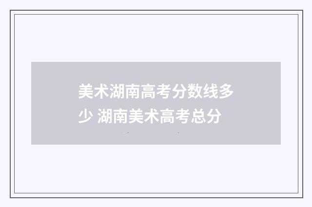 美术湖南高考分数线多少 湖南美术高考总分