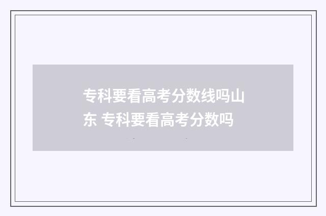 专科要看高考分数线吗山东 专科要看高考分数吗