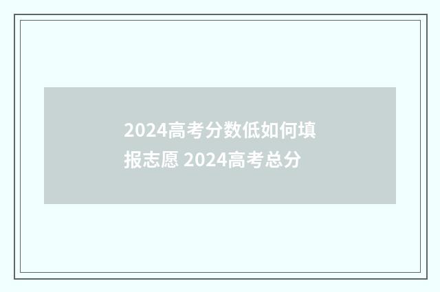 2024高考分数低如何填报志愿 2024高考总分