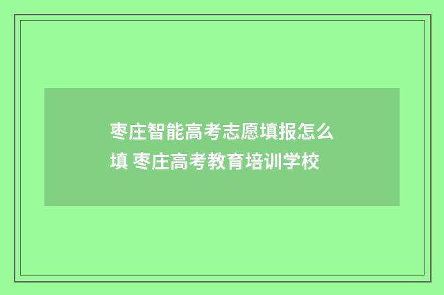 枣庄智能高考志愿填报怎么填 枣庄高考教育培训学校