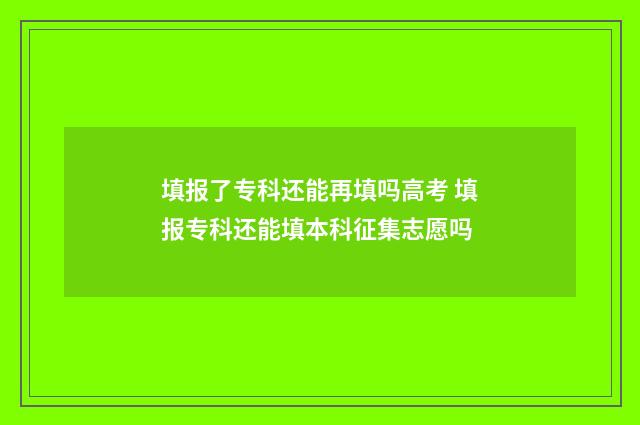 填报了专科还能再填吗高考 填报专科还能填本科征集志愿吗
