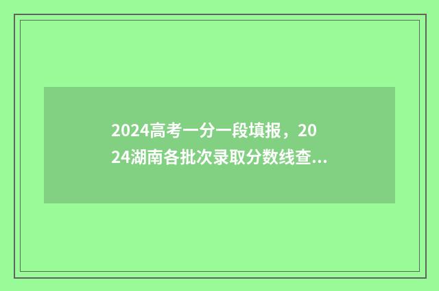 2024高考一分一段填报，2024湖南各批次录取分数线查询