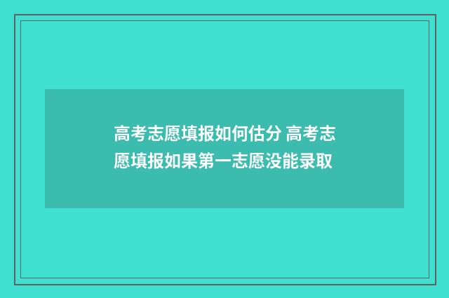 高考志愿填报如何估分 高考志愿填报如果第一志愿没能录取