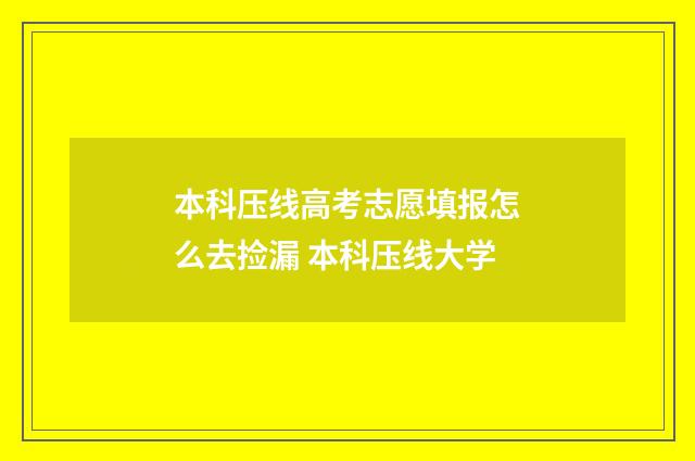 本科压线高考志愿填报怎么去捡漏 本科压线大学