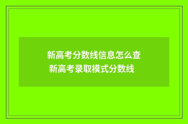 新高考分数线信息怎么查 新高考录取模式分数线
