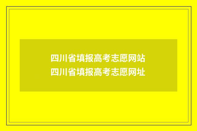 四川省填报高考志愿网站 四川省填报高考志愿网址