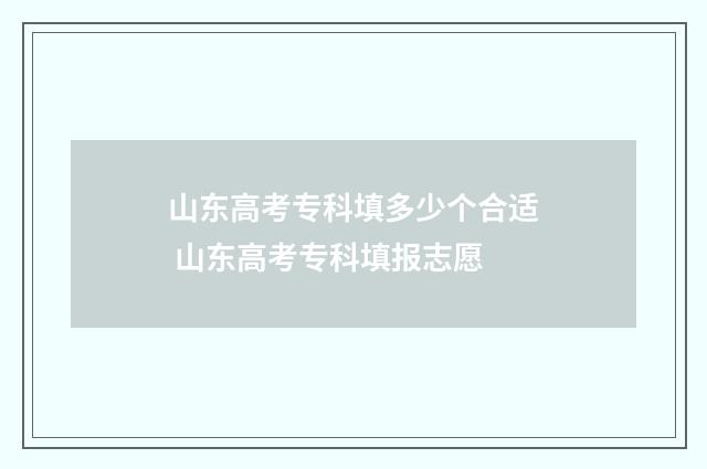 山东高考专科填多少个合适 山东高考专科填报志愿