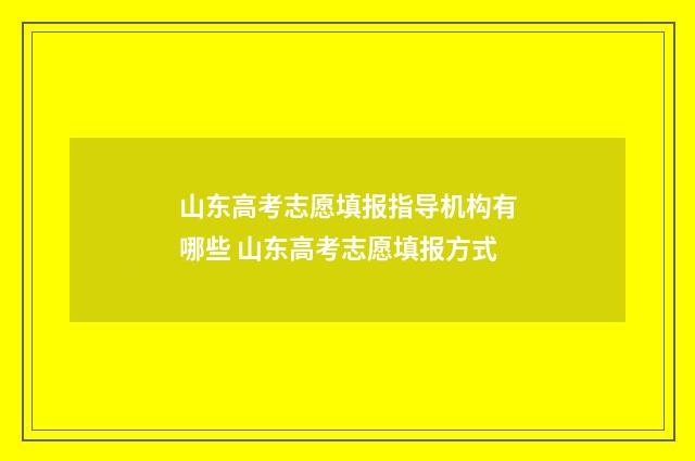 山东高考志愿填报指导机构有哪些 山东高考志愿填报方式