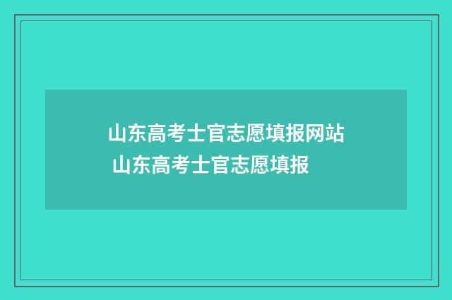 山东高考士官志愿填报网站 山东高考士官志愿填报