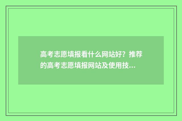高考志愿填报看什么网站好？推荐的高考志愿填报网站及使用技巧 高考志愿填报看排名还是成绩