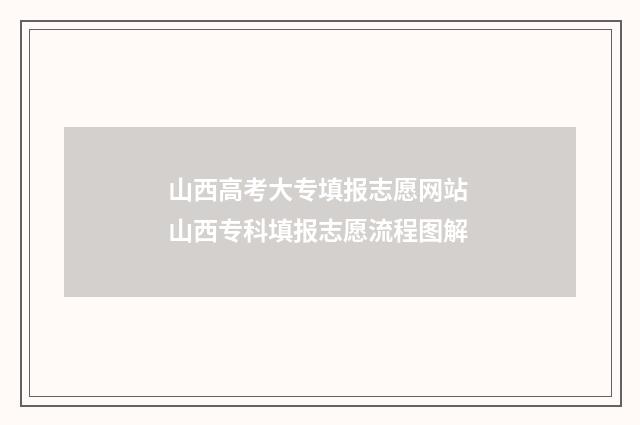 山西高考大专填报志愿网站 山西专科填报志愿流程图解