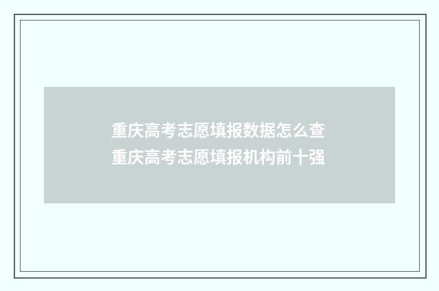 重庆高考志愿填报数据怎么查 重庆高考志愿填报机构前十强