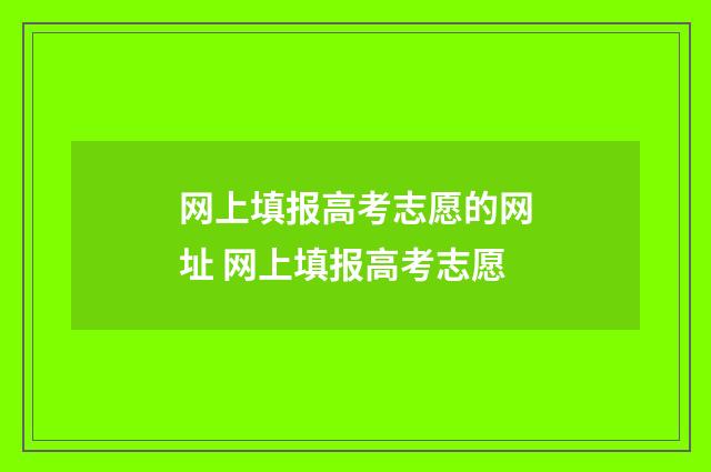 网上填报高考志愿的网址 网上填报高考志愿