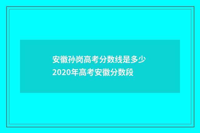 安徽孙岗高考分数线是多少 2020年高考安徽分数段