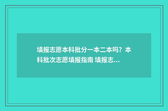 填报志愿本科批分一本二本吗？本科批次志愿填报指南 填报志愿本科批怎么填专科