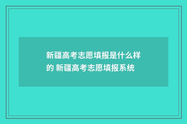 新疆高考志愿填报是什么样的 新疆高考志愿填报系统