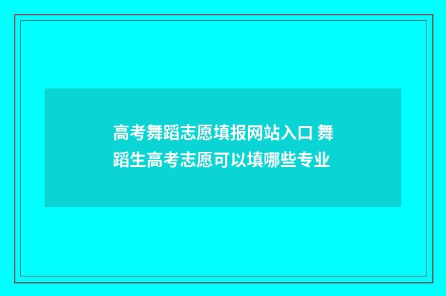 高考舞蹈志愿填报网站入口 舞蹈生高考志愿可以填哪些专业