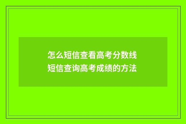 怎么短信查看高考分数线 短信查询高考成绩的方法