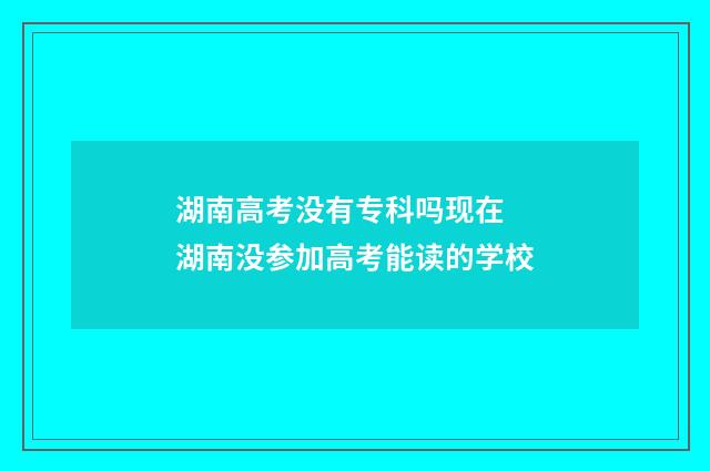 湖南高考没有专科吗现在 湖南没参加高考能读的学校
