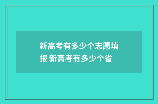 新高考有多少个志愿填报 新高考有多少个省
