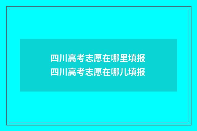 四川高考志愿在哪里填报 四川高考志愿在哪儿填报