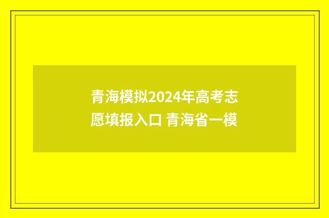 青海模拟2024年高考志愿填报入口 青海省一模