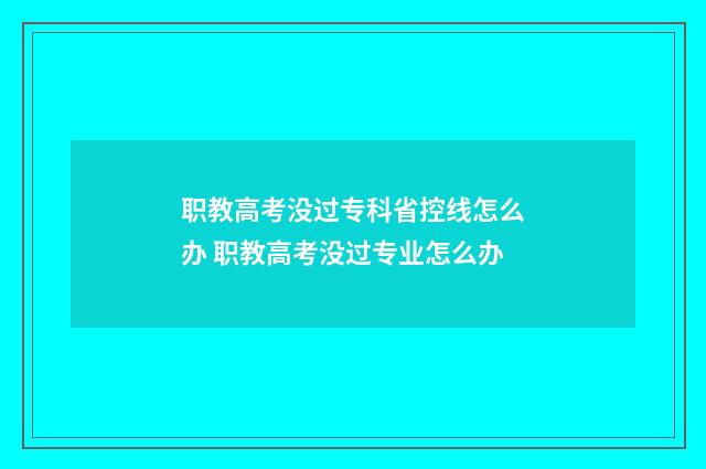 职教高考没过专科省控线怎么办 职教高考没过专业怎么办