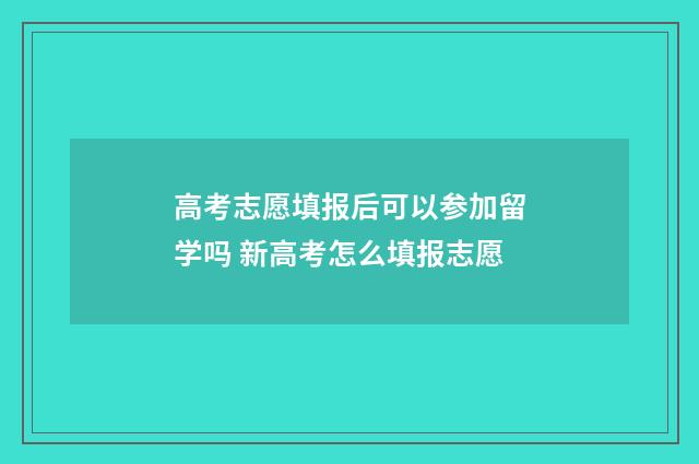 高考志愿填报后可以参加留学吗 新高考怎么填报志愿