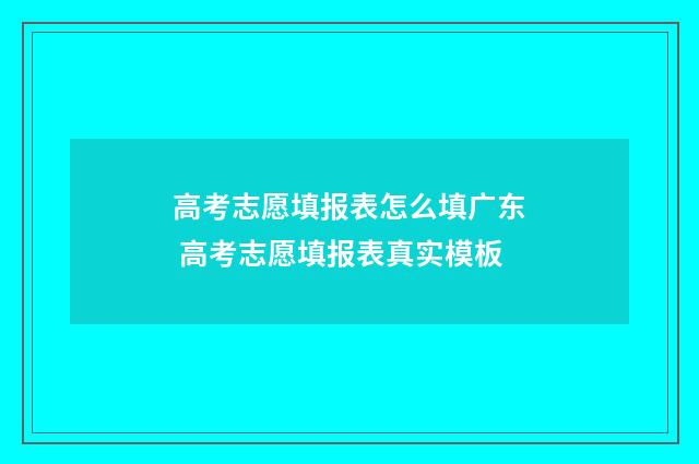 高考志愿填报表怎么填广东 高考志愿填报表真实模板