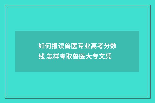 如何报读兽医专业高考分数线 怎样考取兽医大专文凭