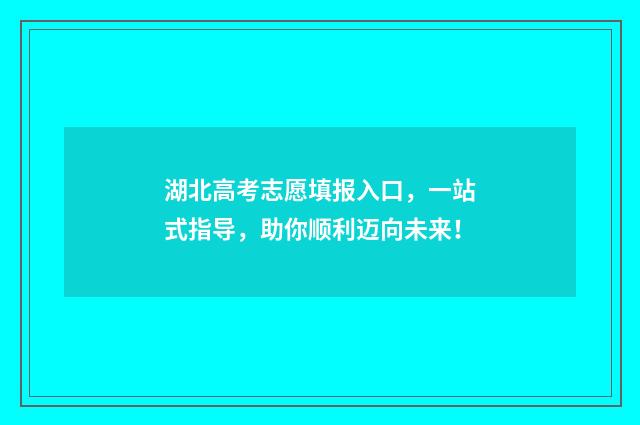 湖北高考志愿填报入口，一站式指导，助你顺利迈向未来！