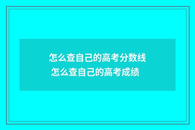 怎么查自己的高考分数线 怎么查自己的高考成绩