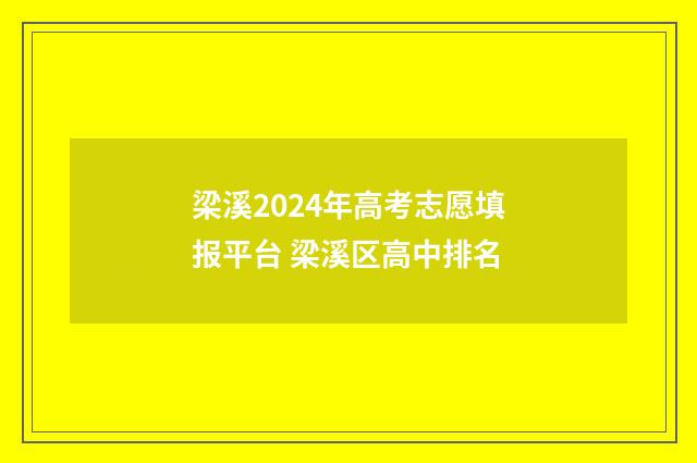 梁溪2024年高考志愿填报平台 梁溪区高中排名