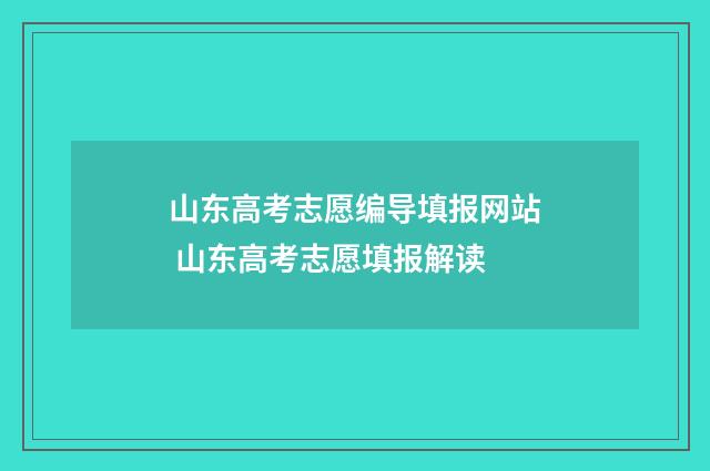 山东高考志愿编导填报网站 山东高考志愿填报解读